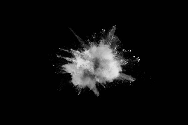 istock White powder explosion on black background. Colored cloud. Colorful dust explode. Paint Holi. 1143139887