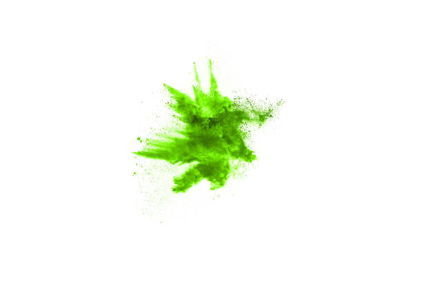 istock Green powder explosion on white background. Colored cloud. Colorful dust explode. Paint Holi. 1143139907