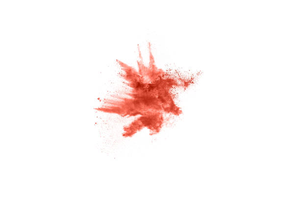 istock living coral color powder explosion on white background. Colored cloud. Colorful dust explode. Paint Holi. 1143140051