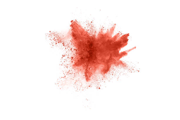 istock living coral color powder explosion on white background. Colored cloud. Colorful dust explode. Paint Holi. 1143140052