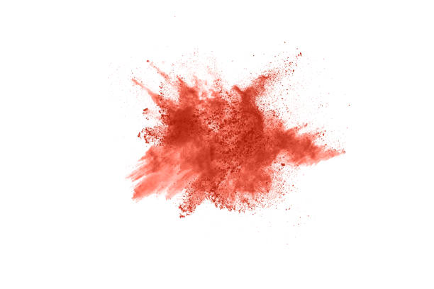 istock living coral color powder explosion on white background. Colored cloud. Colorful dust explode. Paint Holi. 1143140056