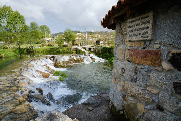 Fafe, Portugal - April 14, 2019 : Water mill on the banks of the Vizela river, Braga district, Portugal