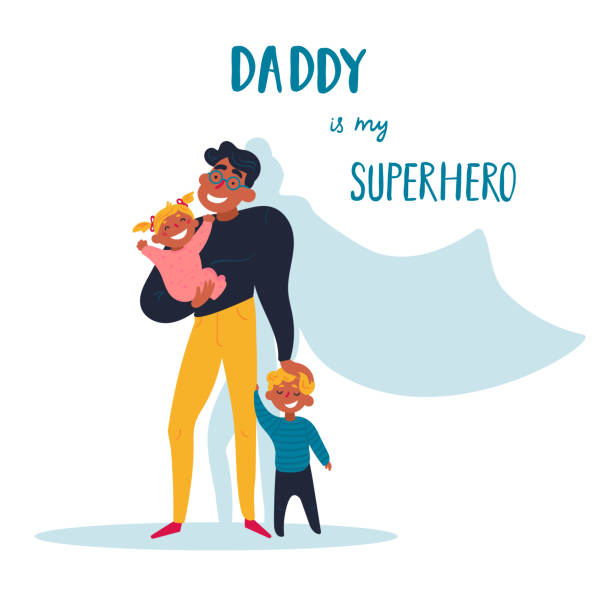 ilustrações de stock, clip art, desenhos animados e ícones de daddy is my superhero. happy father's day concept - super baby