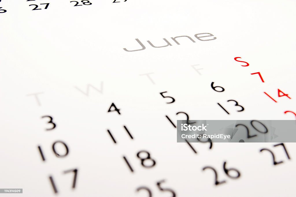 Calendario: De junio - Foto de stock de Calendario libre de derechos