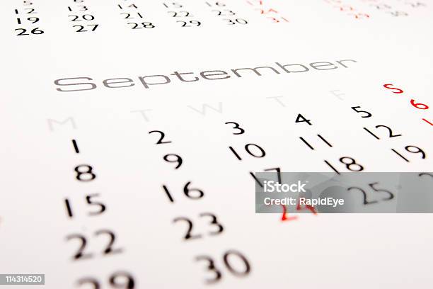 Foto de Calendário De Setembro De e mais fotos de stock de Setembro - Setembro, Calendário, Enviesado