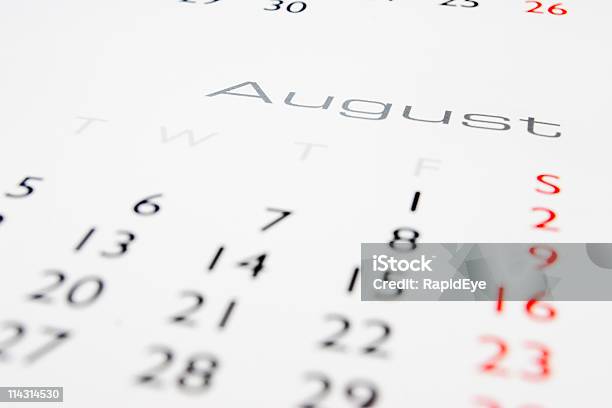 Kalender August Stockfoto und mehr Bilder von August - August, Datum, Farbbild