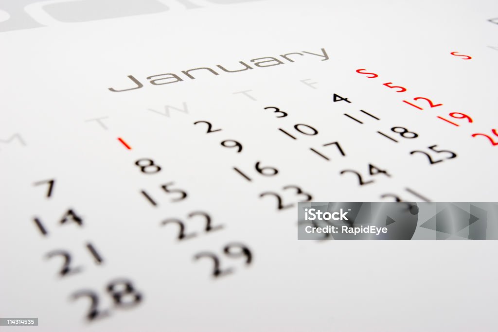 Calendar: January  Calendar Stock Photo