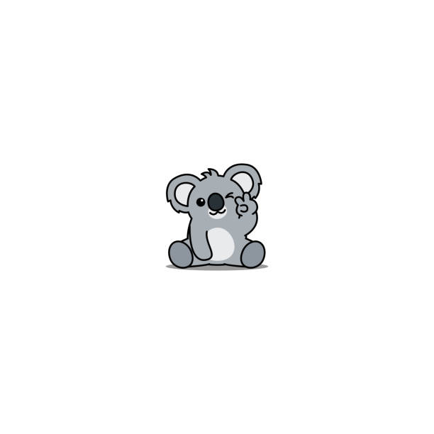 illustrations, cliparts, dessins animés et icônes de koala mignon montrant v signe à la main et l’icône de dessin animé de clin d’oeil, illustration vectorielle - koala