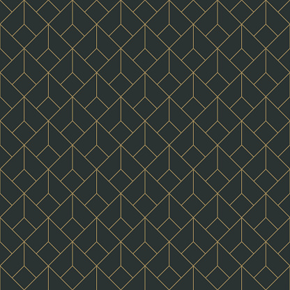Repeating pattern design with art deco motif in anthracite and vintage gold