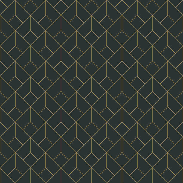 Art Deco Seamless Pattern Repeating pattern design with art deco motif in anthracite and vintage gold 1930s style stock illustrations