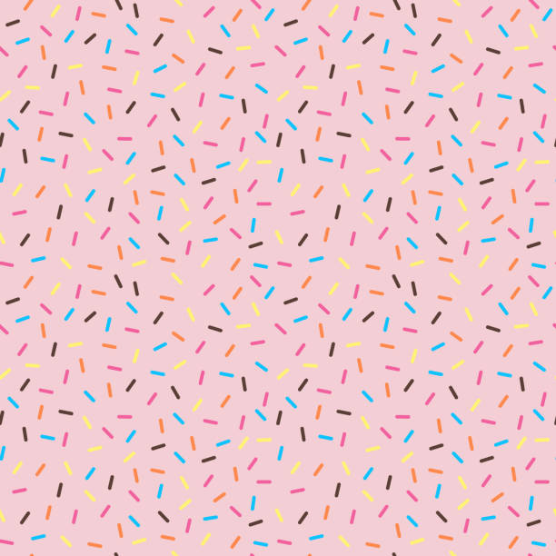 Sprinkles Seamless Pattern Colorful sprinkles on solid background repeating pattern design donuts stock illustrations