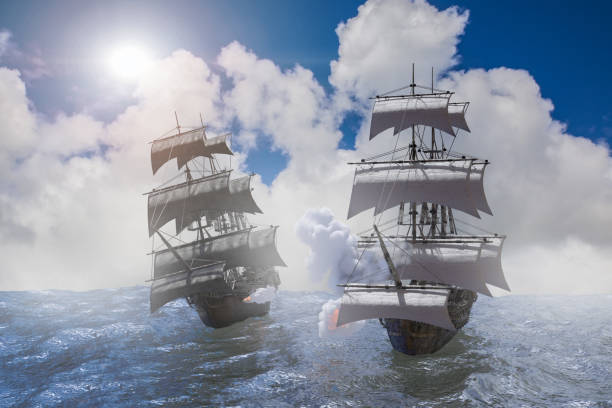 istock sea battle with a sailing pirate ship  3d render 1143157422