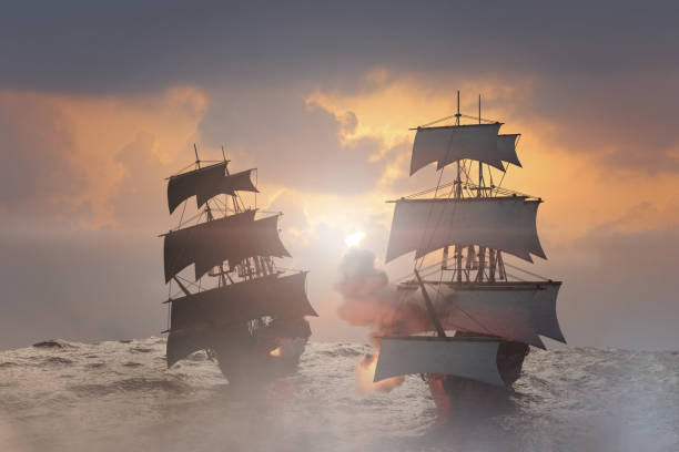 istock sea battle with a sailing pirate ship  3d render 1143158454
