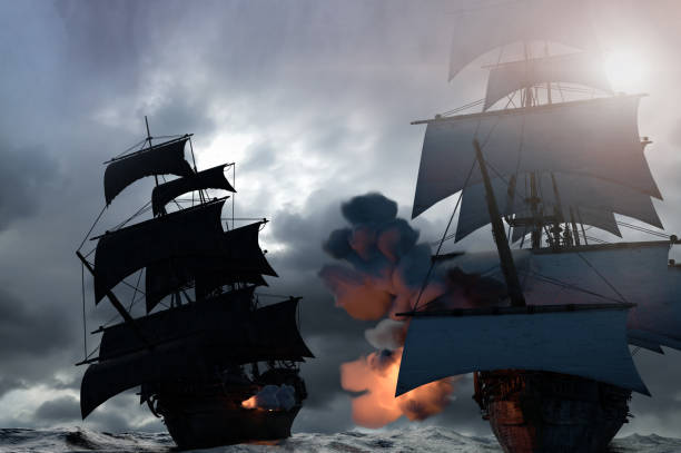 istock sea battle with a sailing pirate ship  3d render 1143158980