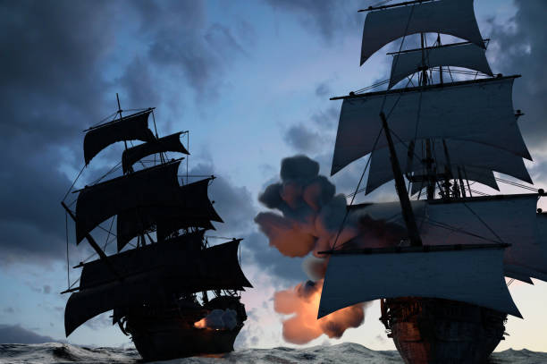 istock sea battle with a sailing pirate ship  3d render 1143160537