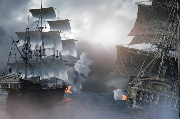 istock sea battle with a sailing pirate ship  3d render 1143162553