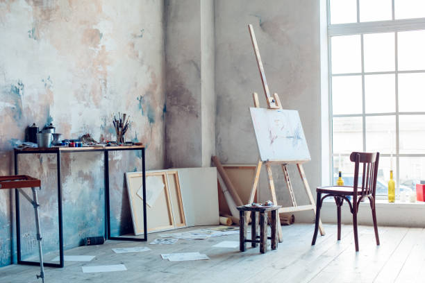 istock Creative artist workplace room no people hobby 1143163620
