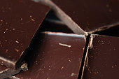 Close-up of dark chocolate pieces