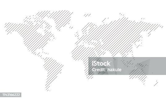 istock simple straight line business map of the world, vector background 1143166222