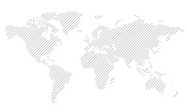 Vector illustration of simple straight line business map of the world, vector background