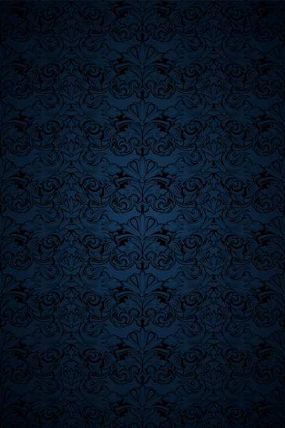 ilustrações de stock, clip art, desenhos animados e ícones de vintage gothic background in dark blue and black - wallpaper pattern old fashioned black renaissance