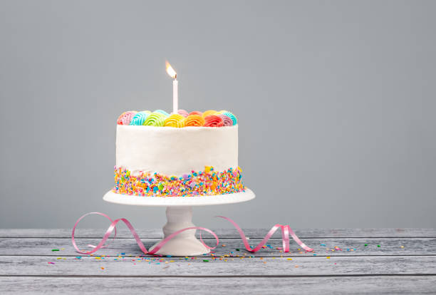 istock Birthday Cake with one Candle 1143168682