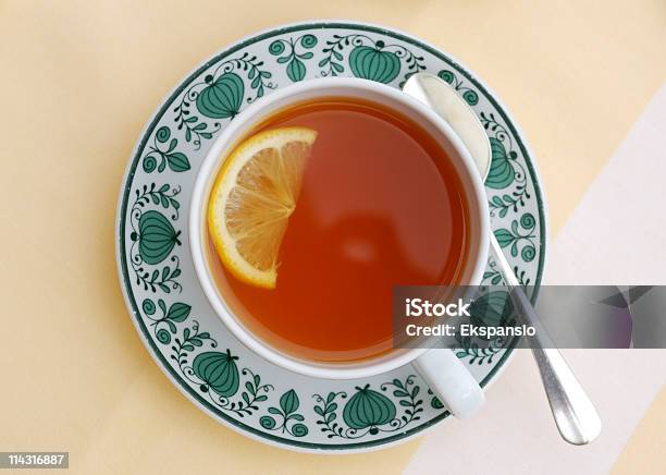 Tè Con Limone - Fotografie stock e altre immagini di Tè - Bevanda calda - Tè - Bevanda calda, Tazza da tè, Veduta aerea