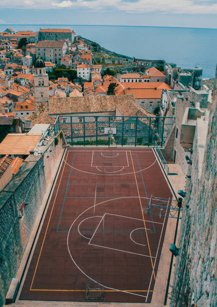 istock Dubrovnik abandoned basketball court 1143177751