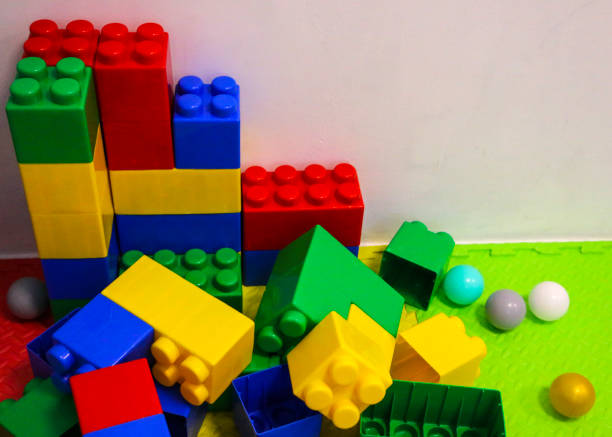 istock building kit. details of different form from plastic color children's designer for construction. 1143178805
