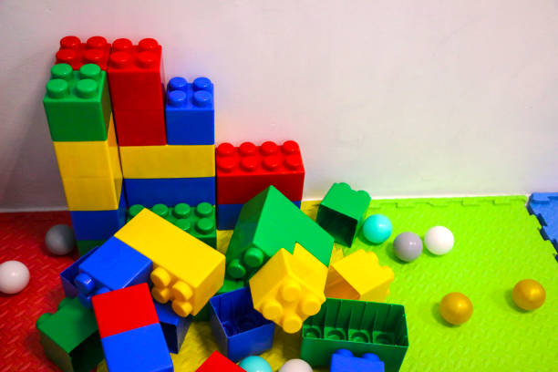 istock building kit. details of different form from plastic color children's designer for construction. 1143178811