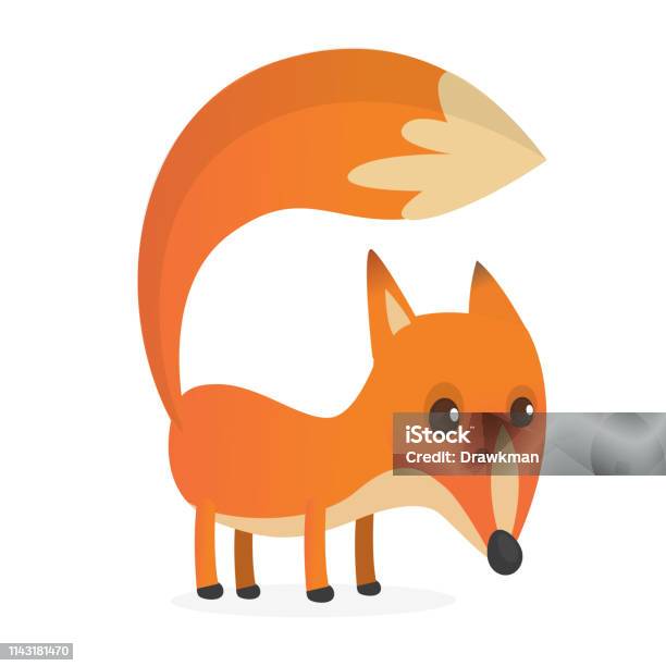 Cute Cartoon Fox Character Isolated Stock Illustration - Download Image Now - Animal, Animal Body Part, Animal Wildlife