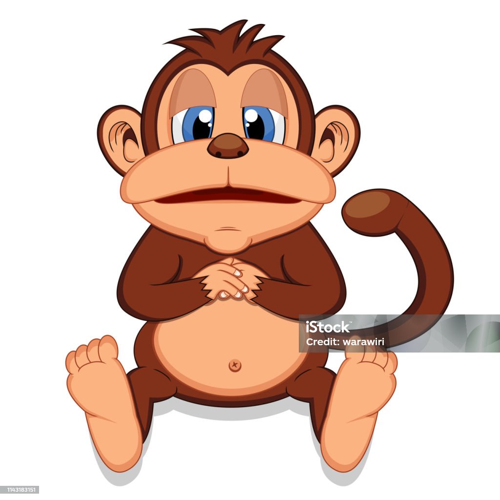 Fat monkey sitting cartoon Fat monkey sitting cartoon - full color Africa stock vector