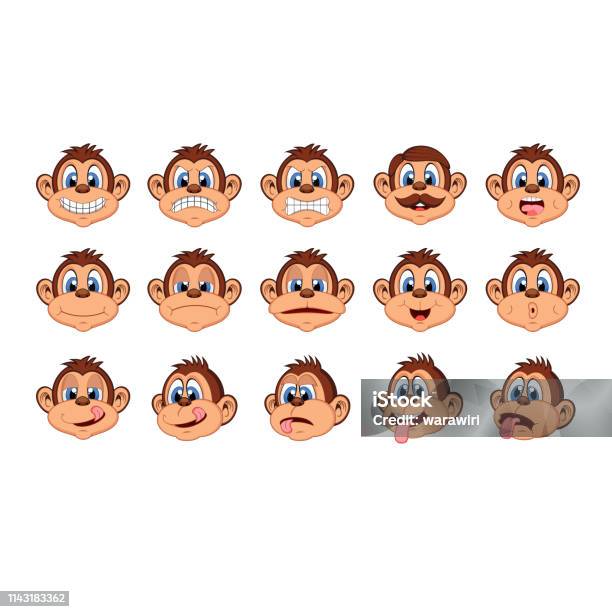 Illustration Of Head Monkey Character Cartoon Stock Illustration - Download Image Now - Monkey, Animal Head, Cheerful