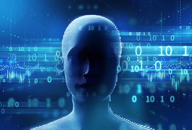 istock 3d rendering of virtual human silhouette on technology background illustration 1143183433