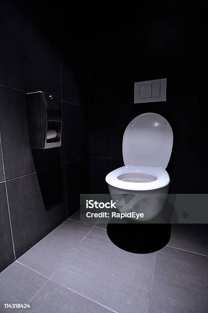고급 화장실 검은색에 대한 스톡 사진 및 기타 이미지 - 검은색, 스포트라이트, 슬레이트