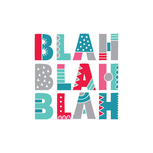 Multi-colour Blah Blah Blah Letters with Bold Patterns Vector vector art illustration