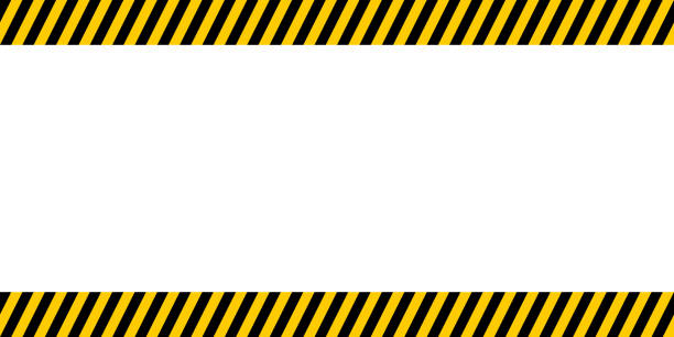 ilustrações de stock, clip art, desenhos animados e ícones de bulletin board important announcements, yellow and black diagonal stripes, vector warn caution construction danger border - beckoning