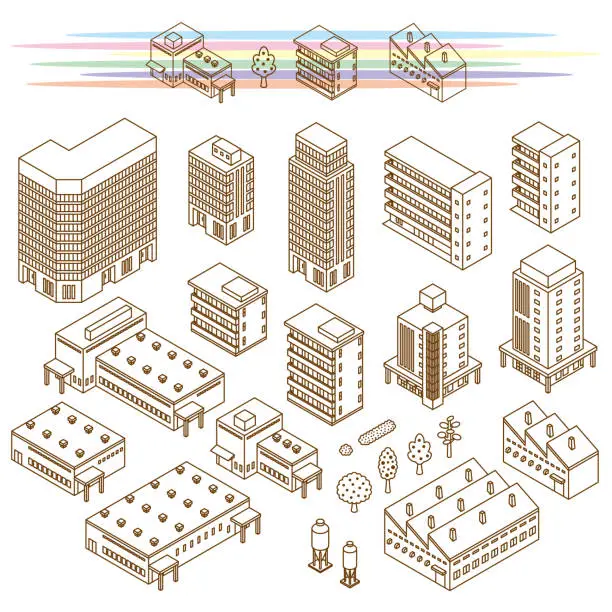 Vector illustration of Illustrations of various buildings