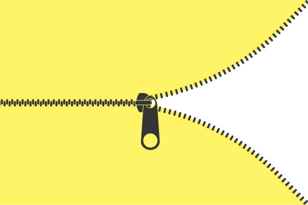 Open zipper.Banner template Open zipper.Banner template.Flat vector illustration zipper-teeth stock illustrations