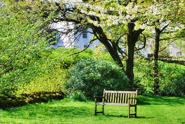 istock Bench in an English contry garden 114319809