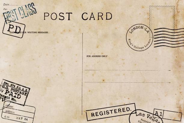 istock Backside of blank postcard with dirty stain 1143198940