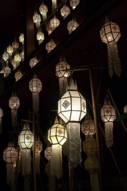 istock White paper lanterns lighting the night sky at Wat Phan Tao 1143202613