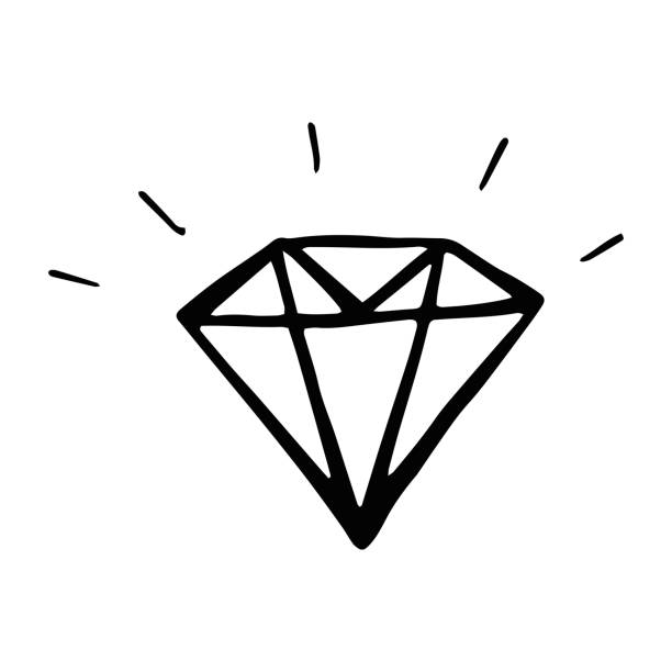 diamant-handgezeichnete ikone. - diamantförmig stock-grafiken, -clipart, -cartoons und -symbole