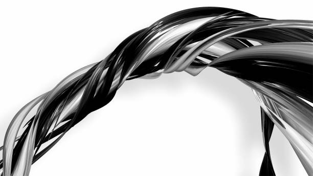 istock Black and white twisted plastic stripes with beautiful highlights. 1143206727