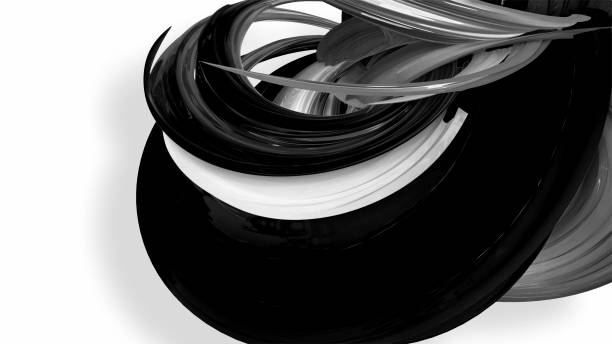 istock Black and white twisted plastic stripes with beautiful highlights. 1143207055