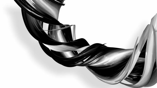 istock Black and white twisted plastic stripes with beautiful highlights. 1143207079
