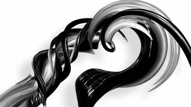 istock Black and white twisted plastic stripes with beautiful highlights. 1143207402
