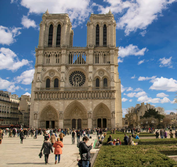 Notre Dame Cathedral in Paris, interior, internal statues, treasure of the church stock photo