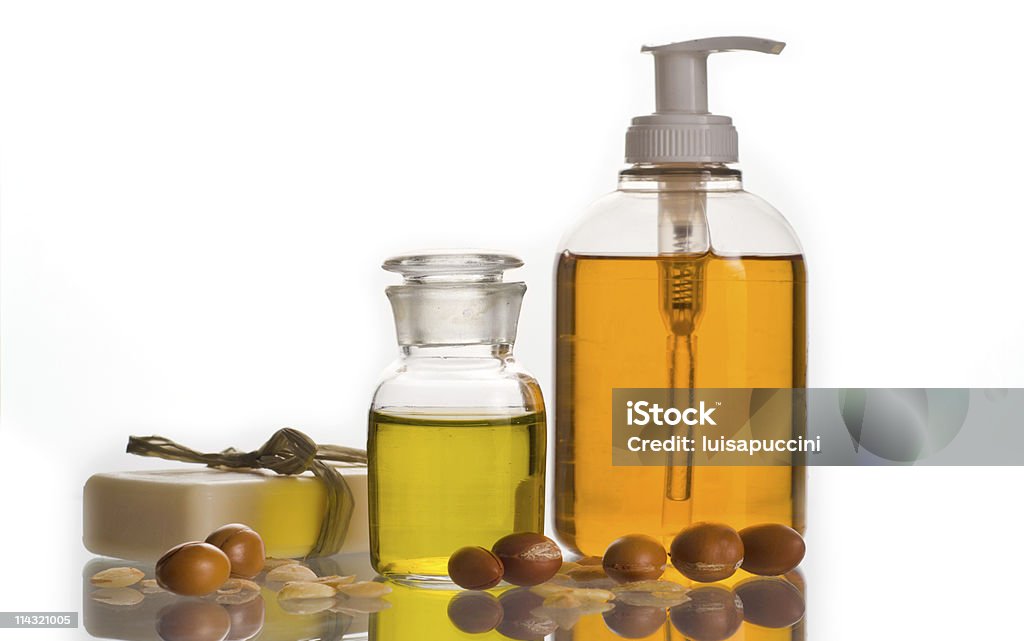 Olio di Argan e prodotti cosmetici - Foto stock royalty-free di Olio di argan