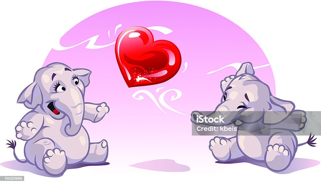 Маленький Elephants in Love - Векторная графика I Love You - английское словосочетание роялти-фри